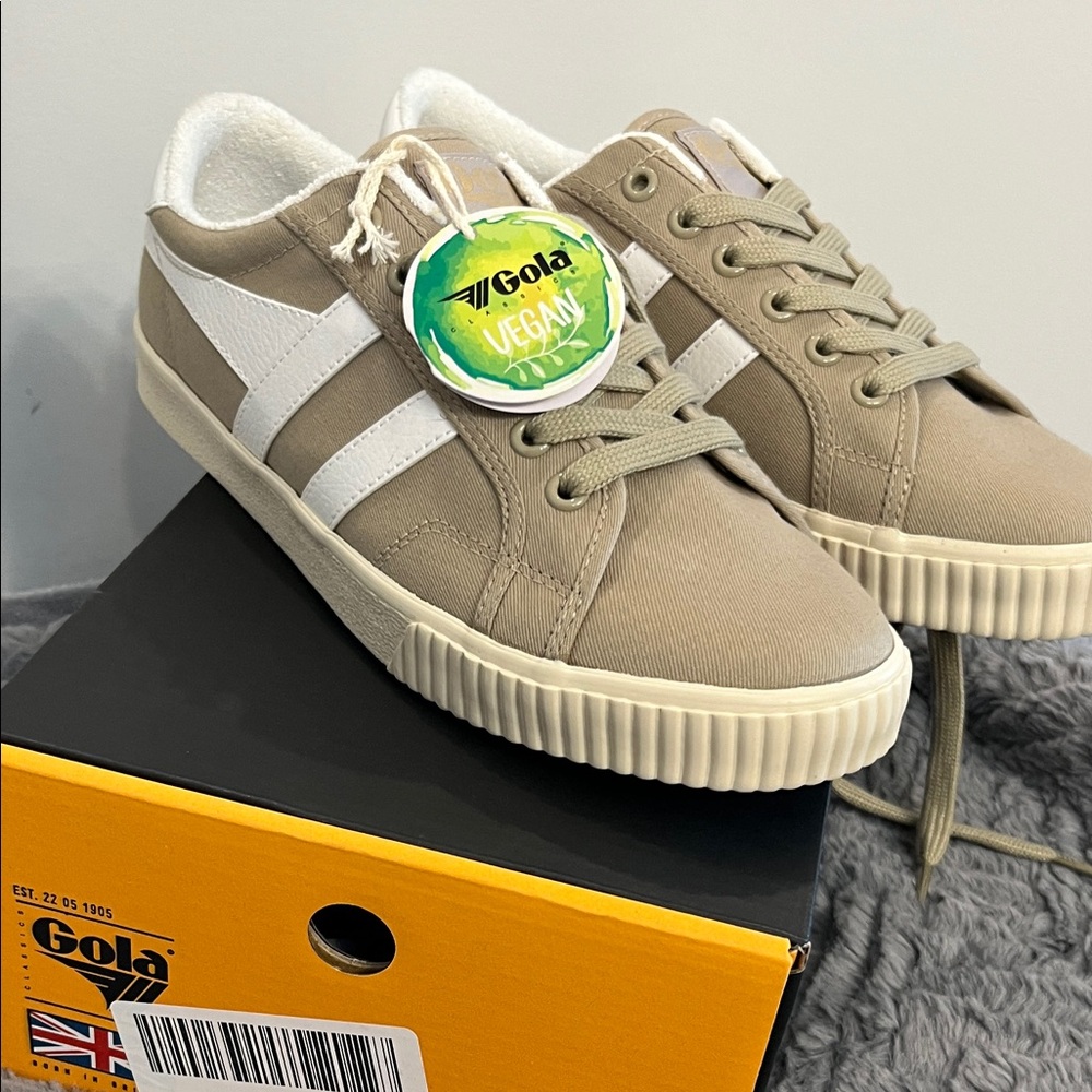 Gola Beige Canvas Sneakers with White Stripes